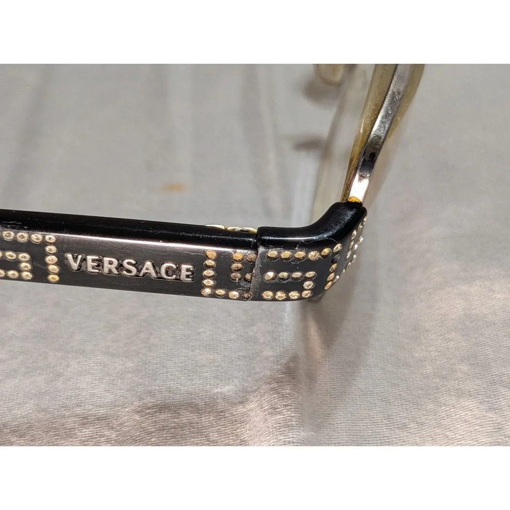Versace Rectangular Purple Glasses Crystal Flex Temples MOD. 1093 51 16 135